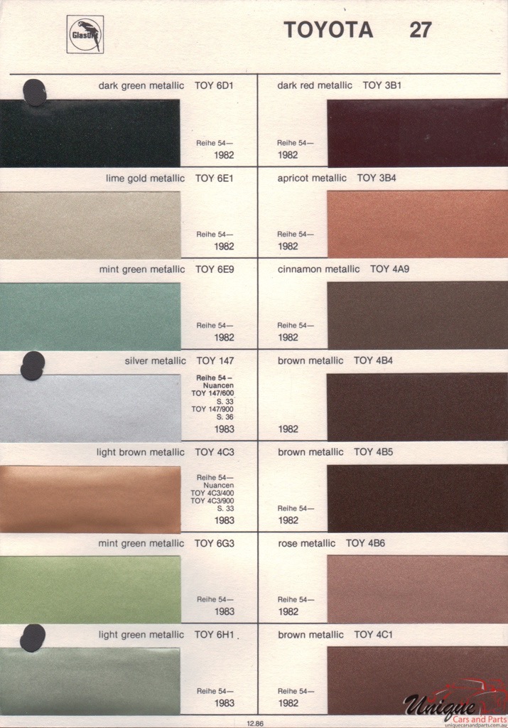 1982 Toyota Paint Charts Glasurit 2